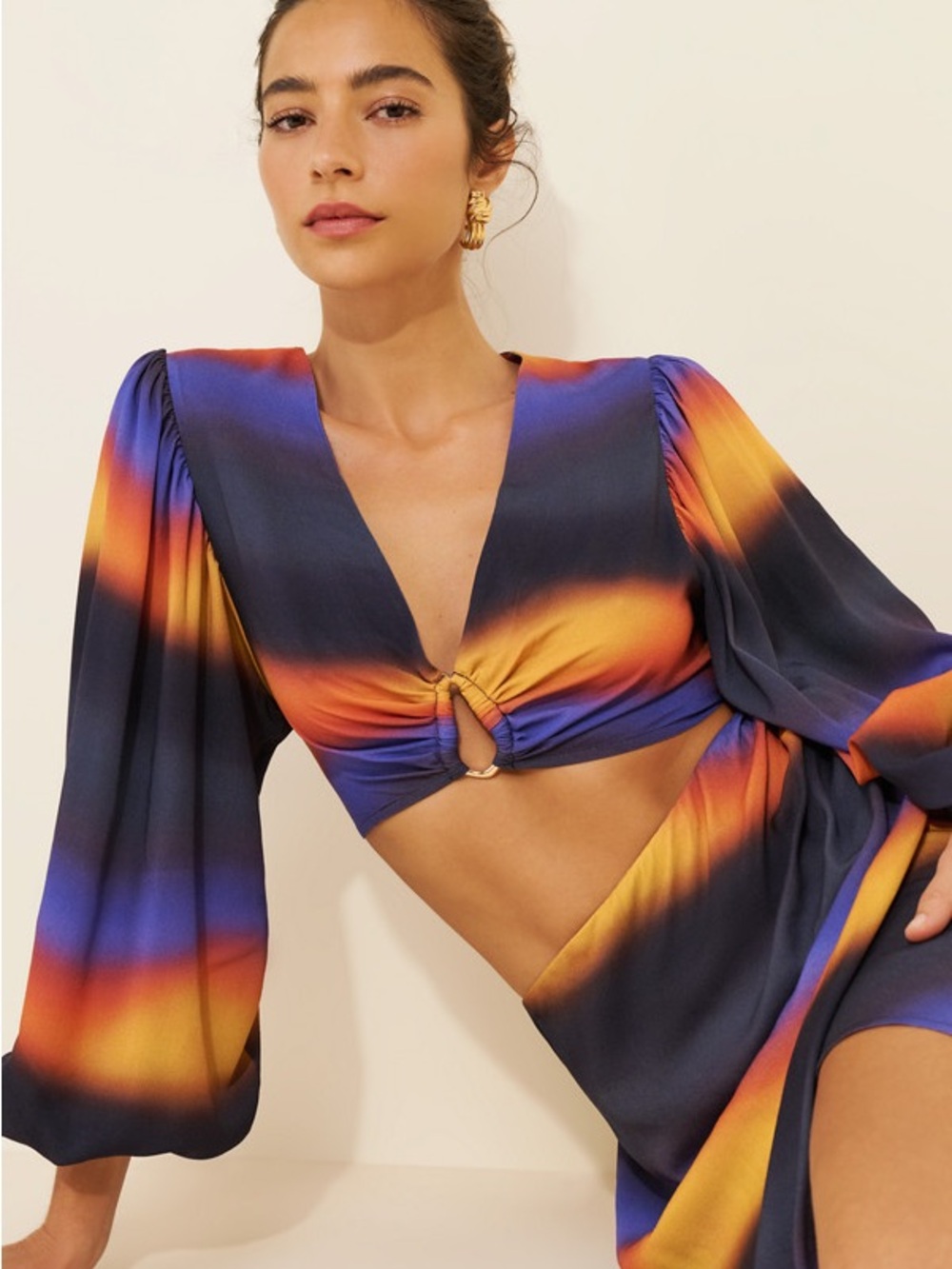 Sunset Gradient Crop Top with Ring Detail